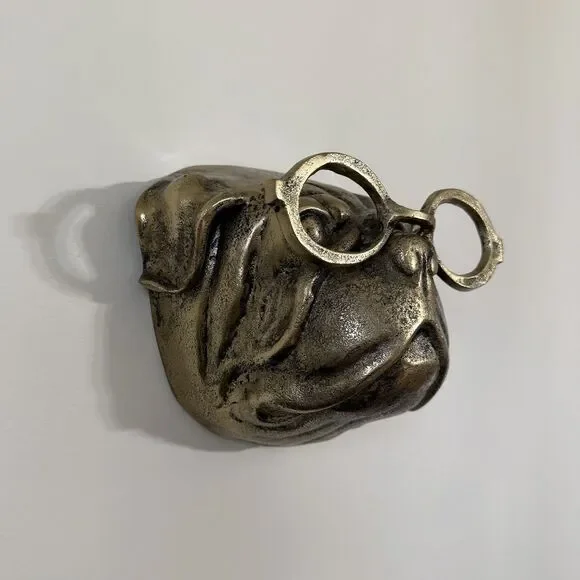 Metal Gold Dog With Glasses Wall Accent Home Decor Wall Sculpture - Picture 2 of 5